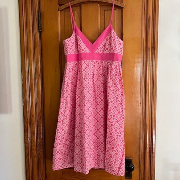 TOCCA Spaghetti Strap Pink/Wht Midi Dress Woman's Size 10 - Picture 1 of 8